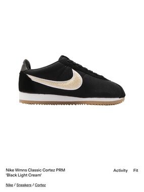 Nike Black and Light Cream Cortez PRM Women's Sneakers